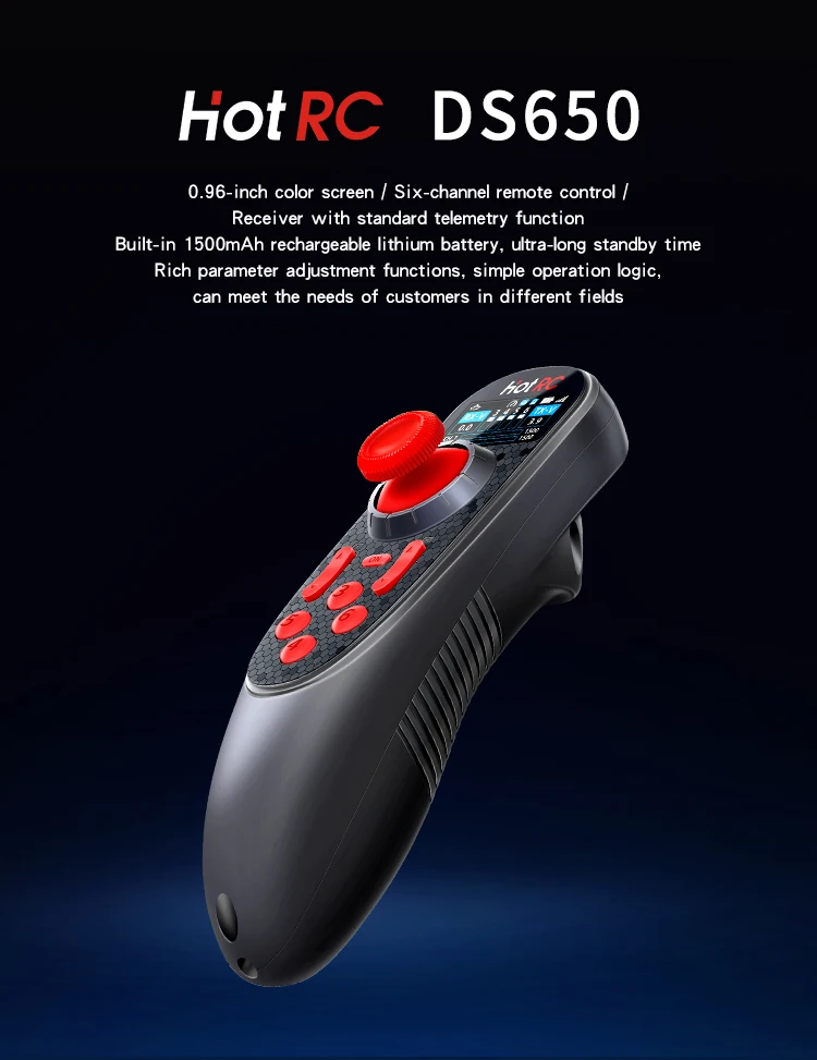 HOTRC DS-650 6CH 2.4G Radio System Transmitter Mutifunctional Color Screen Remote Controller F-06A Receiver for RC Car Boat