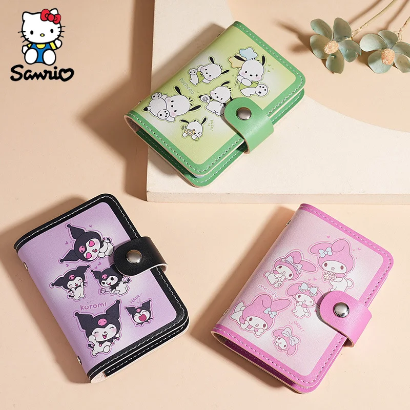 

Pu Sanrio Bank Card Bag Id Credit Card Holder Cartoon Kuromi My Melody 20 Cards Wallet Bag Women Drivers License Document Clip