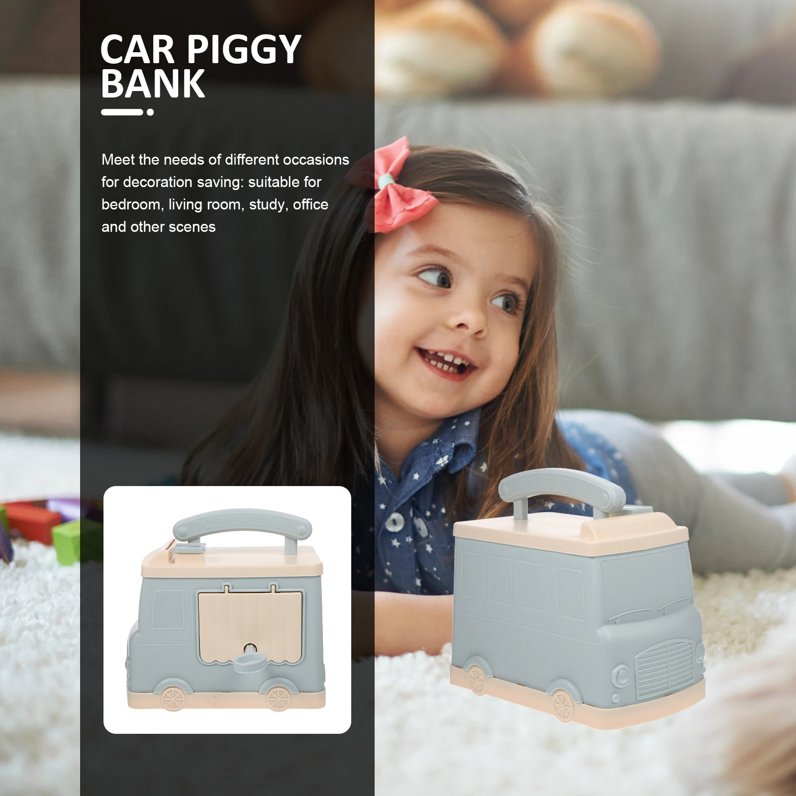 

\\- ****，、（110–128）、。：\ **Cute Children's Piggy Bank Car Model Cartoon Money Jar for Kids Desktop Saving Coin for Kids