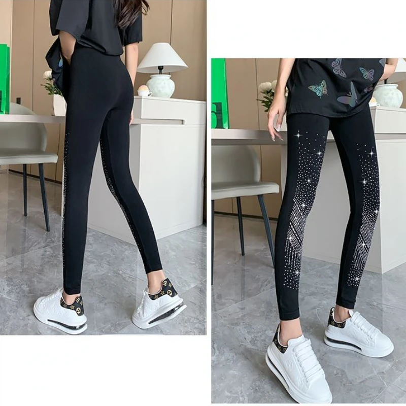 Diamonds Leggings Women Sexy Skinny Chic Leggings Mujer Gym Slim Tights Y2k Elastic High Waist Pants Streetwear Gym Clothing