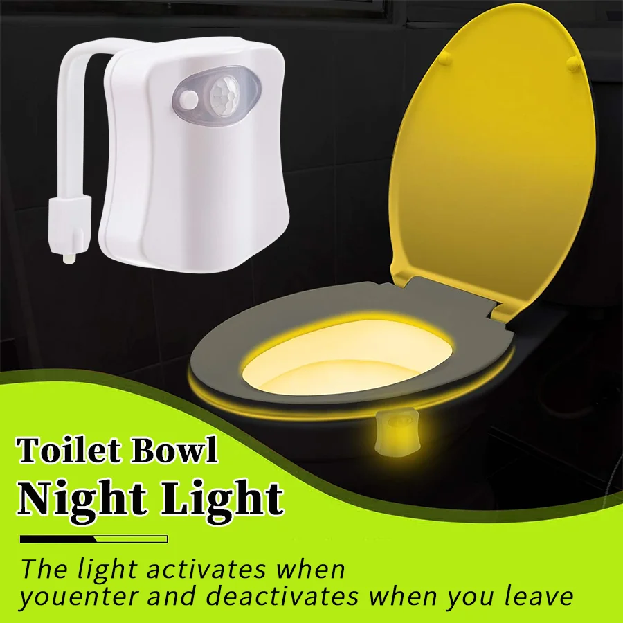 1pcs LED Smart Motion Sensor Night Light, Toilet Seat Lights, USB rechargeable 16 Color Lamp for Summer Corridor WC Camping Home