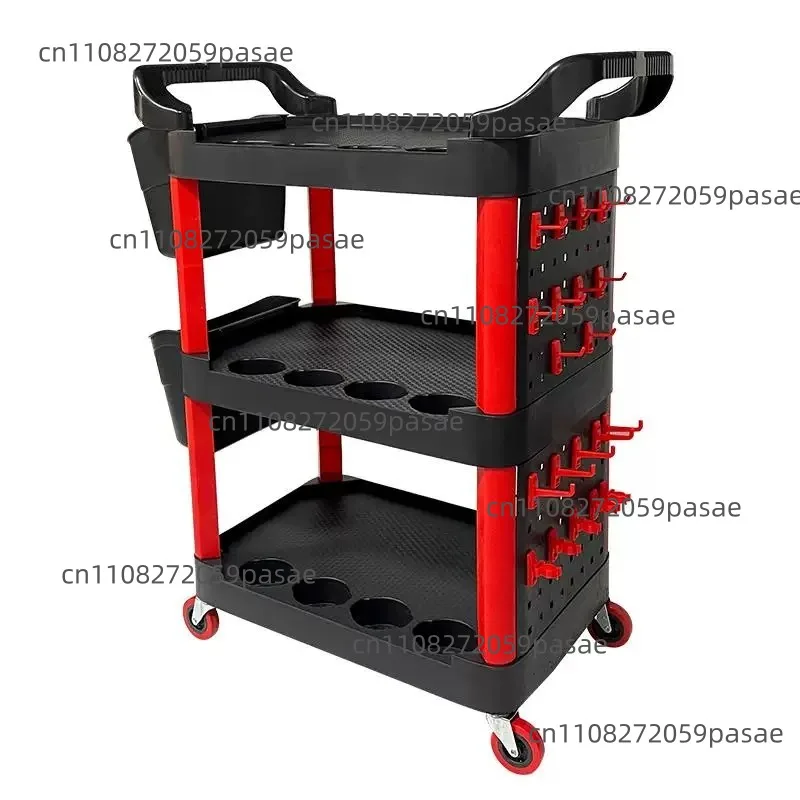 Automotive Tool Cart, Multi-Functional Three-Tier Automotive Repair Cart, Mobile Plastic Storage Rack