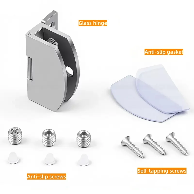 2PCS Non-Drilled Zinc Alloy Glass Door Hinge Clip, High-Quality Non-Dented Wine Cabinet Door Hinge, Furniture Hardware Component