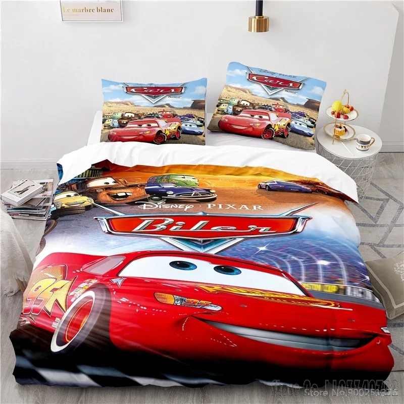 3D Disney Cartoon Cars Lightning McQueen 95 Duvet Cover Set HD Comforter Cover Bedclothes for Kids Bedding Sets Bedroom Decor