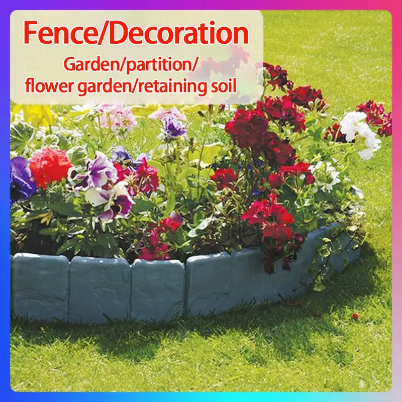 /set Gates Garden Fence Edging Cobbled Stone Effect Plastic Lawn Decorations Edging Border Bed Flower Border Plant Fence