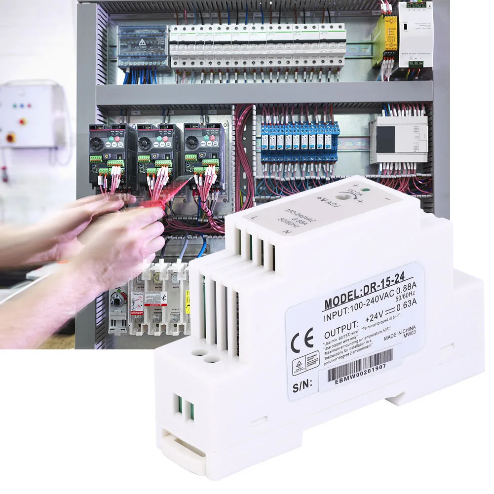 DIN Rail Power Supply 24V DR-15-24 DIN Rail Single Output Switching Power Supply 15W 24V 0.63A DR-15-24 Switching Power Supply