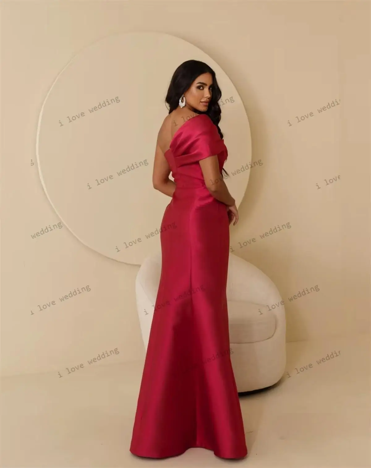 

One Shoulder Rose Red Evening Dresses 2025 Elegant Prom Dresses Women Party Dress Formal Gowns For Women Maxi Dress Customized