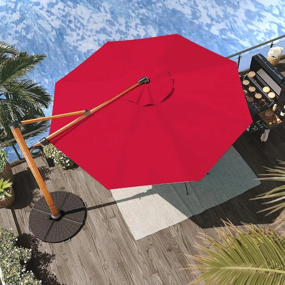 10FT Patio Umbrella, Aluminum Cantilever Umbrella with Round Canopy, Outdoor Offset Umbrella for Patio, Customized