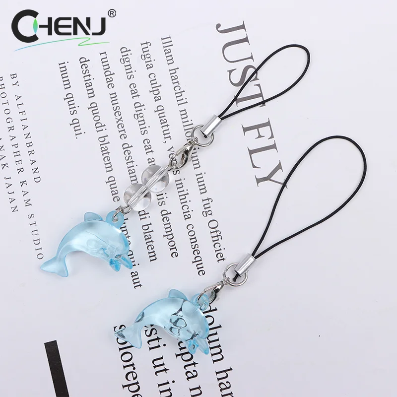 Cute Dolphin Phone Lanyard Y2K Style Simple Ocean Animal Mobile Phone Chain Cell Phone Charm Keycord Accessories