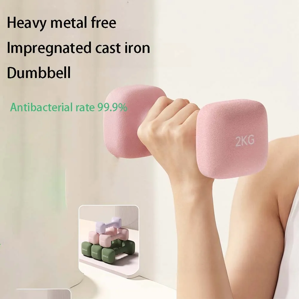 1 Pair Non-Slip Grip Compact Dumbbells Antibacterial PVC Dip-Molded Cast Iron Dumbbells for Women Men Home Office Body Training