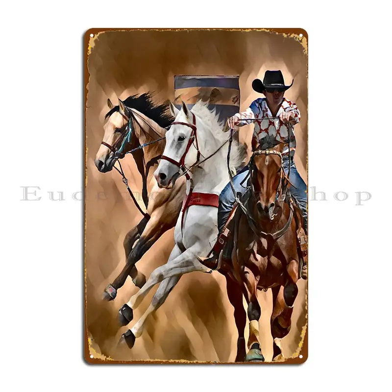 Barrel Racing Horse Riding Metal Plaque Poster Home Designer Cinema Create Mural Tin Sign Poster