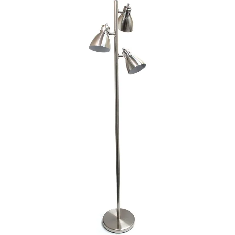 LF2007-BSN Metal 3 Light Tree Floor Lamp, Brushed Nickel