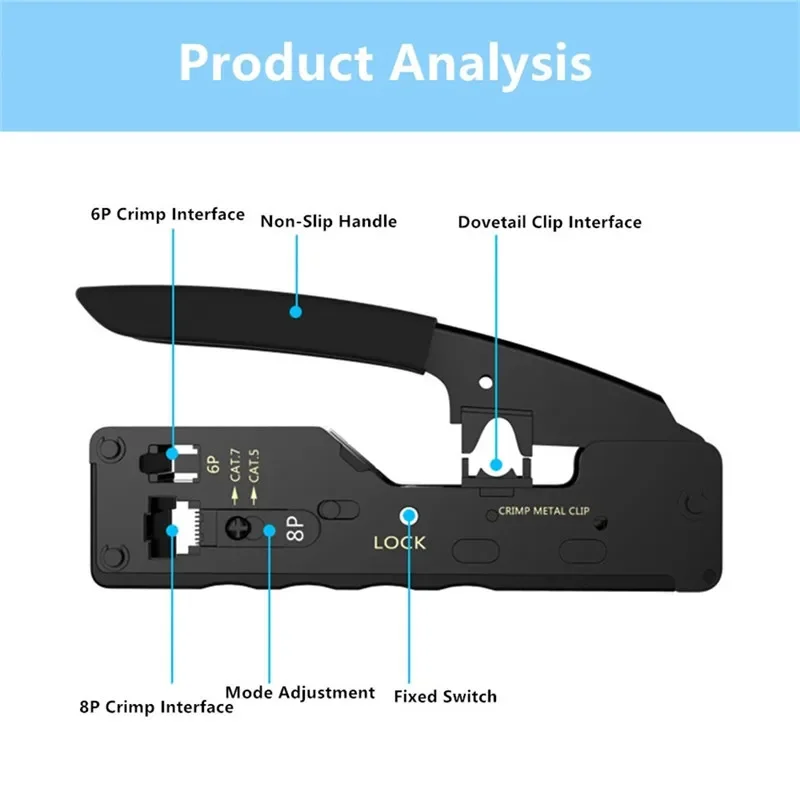 RJ45 Crimp Tool 6P 8P RJ 45 Connector Crimper Pliers Crystal Head Dovetail Clip Plier For Cat5e Cat6 Cat 7 Network Cable