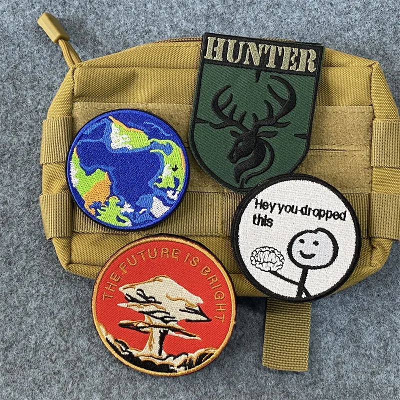 Fun Embroidered Patch Blue Earth Sticker The Future Is Bright Armband Tactical Morale Badge Hook and Loop Backpack Patches