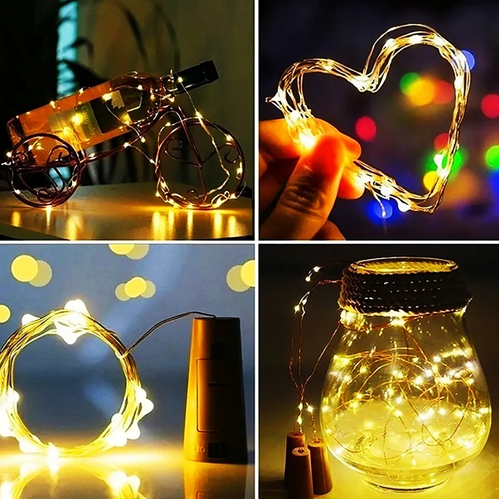 Luces LED para botellas de vino con corcho, luces de corcho de 1/2/3M, miniluces de hadas para botellas de licor, manualidades, decoración para