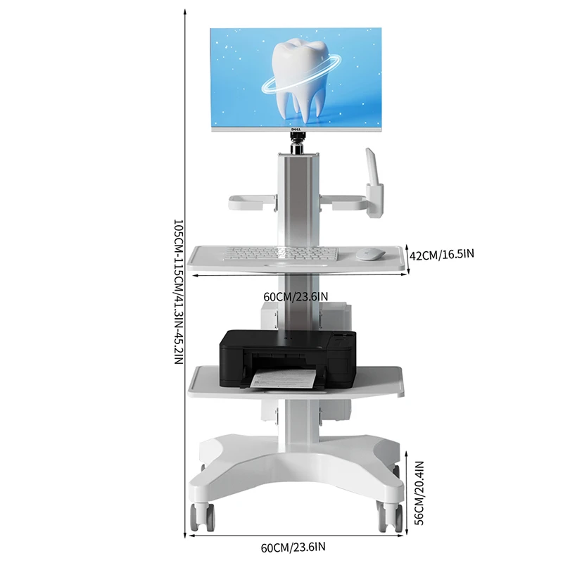 Dental Cart Laptop Pallet And Oral Scanner Holder For Hospital Mobile Trolley