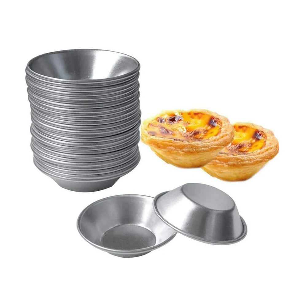 25Pcs Egg Tart Molds, Tartlets Dessert Mold Pans Tiny Pie Tin Puto Cup Bakeware Muffin Cupcake, Reusable Nonstick Dessert Mold