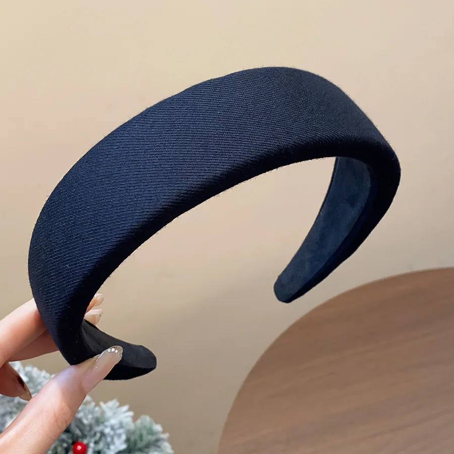 

Черная бархатная повязка на голову, женская гладкая широкая повязка для волос из губки, обруч для волос с высоким черепом, женский головной убор, повседневная вечеринка, пучок волос 2026 M