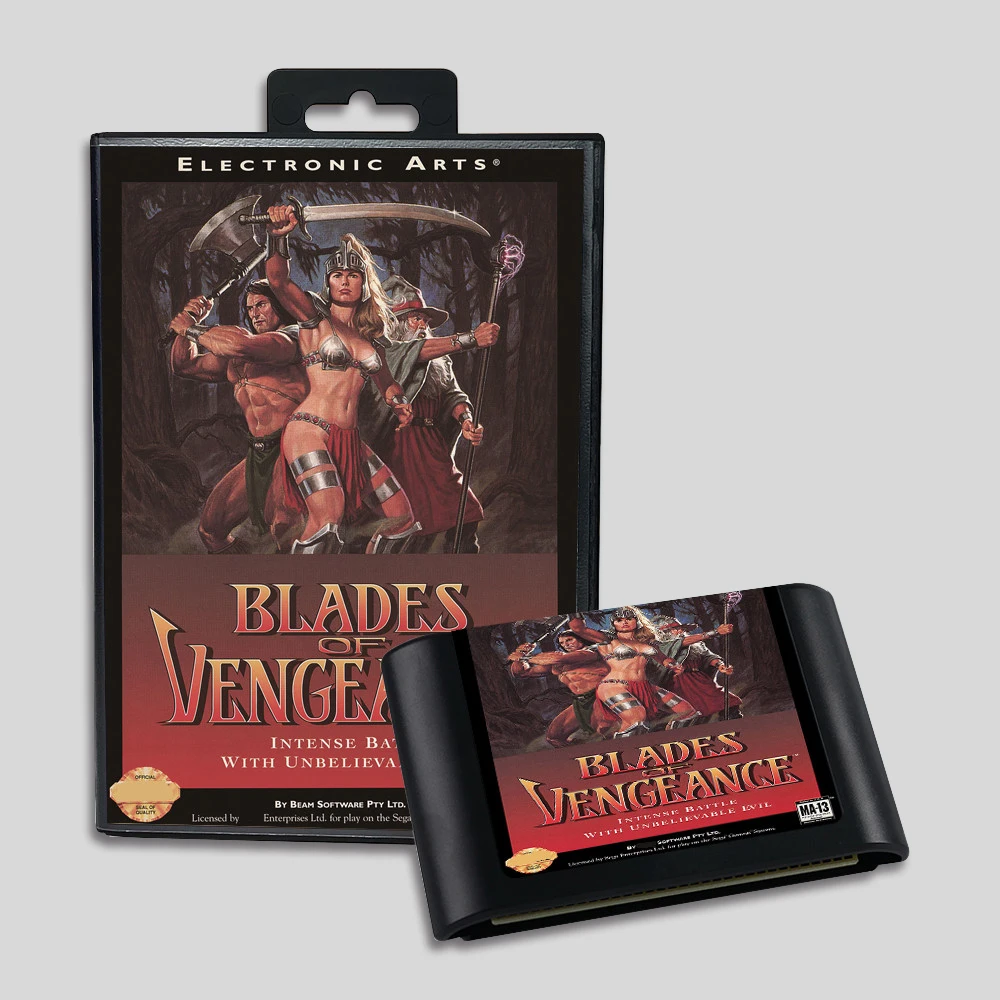 Blades of Vengeance USA EUR MD Game Cartridge Box Manual For Sega 16 bit Mega Drive Genesis Consoles