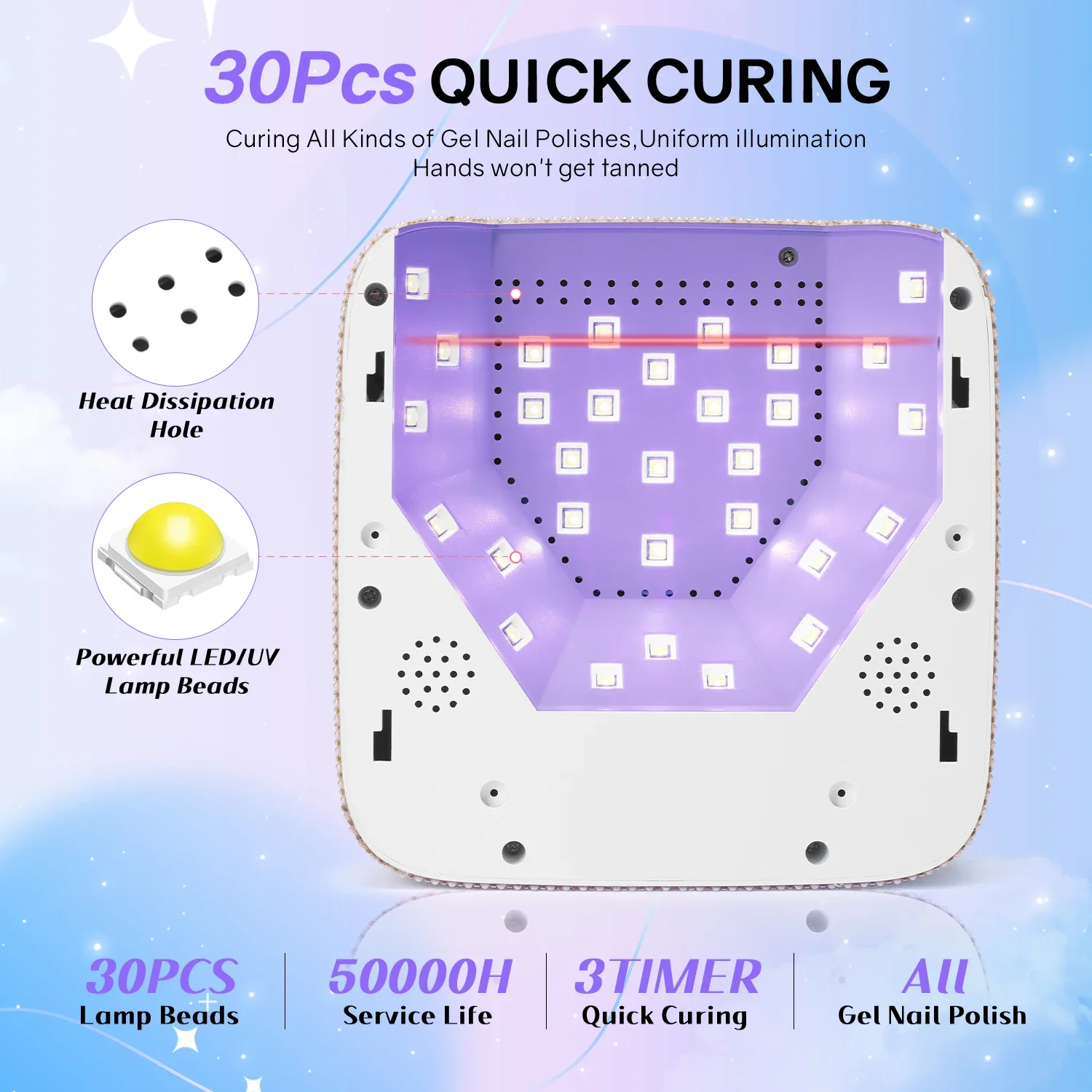 Professionelle wiederaufladbare Infrarot-Sensor-Nagellampe, 30 LEDs mit 5 Timern, schnelle Heilung aller Gel-Nagellack-Nageltrocknungs-Salon-Werkzeuge