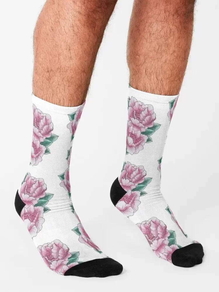 Peonies Socks with print anime Heating sock man Boy Child Socks Women's