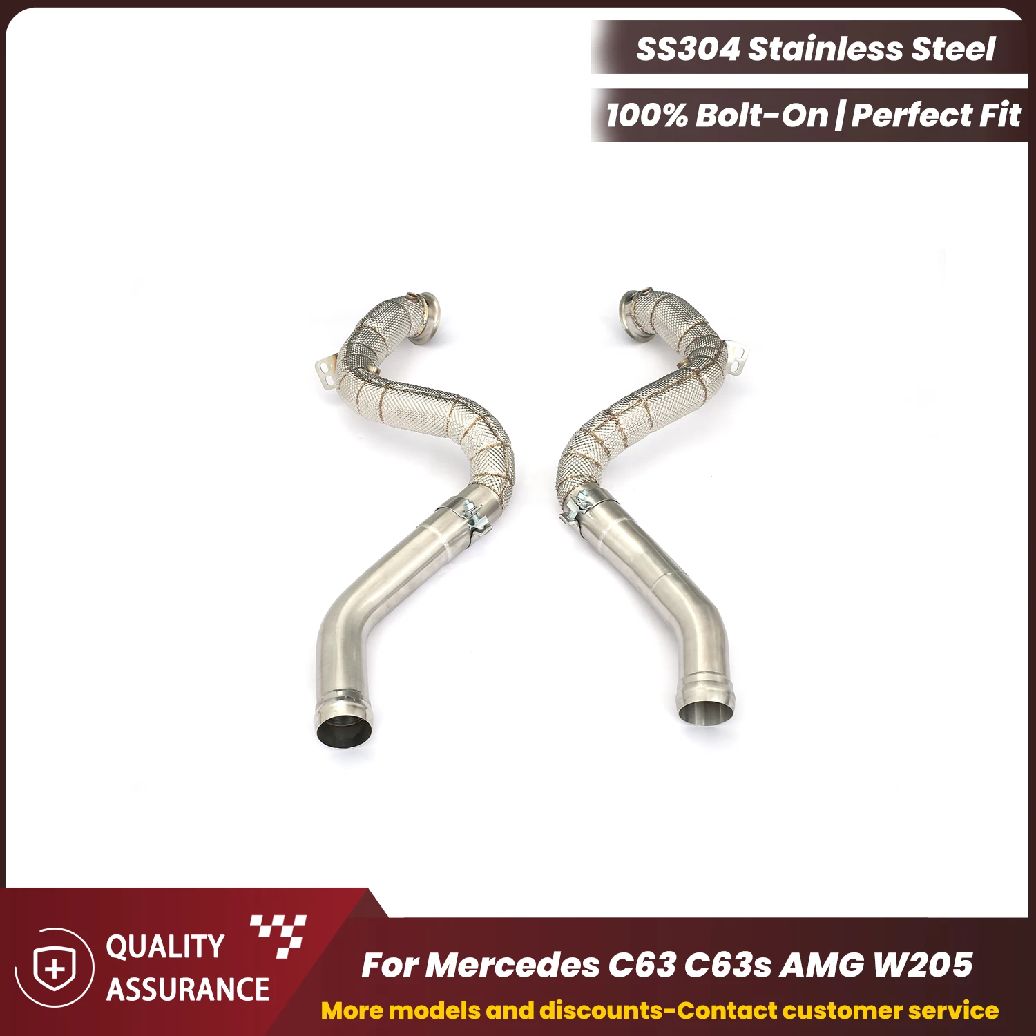 

ECCF Sports Downpipe With Heat Shield For Mercedes C63 C63s AMG W205 Aggressive Exhaust Sound High Flow Performance Upgrade