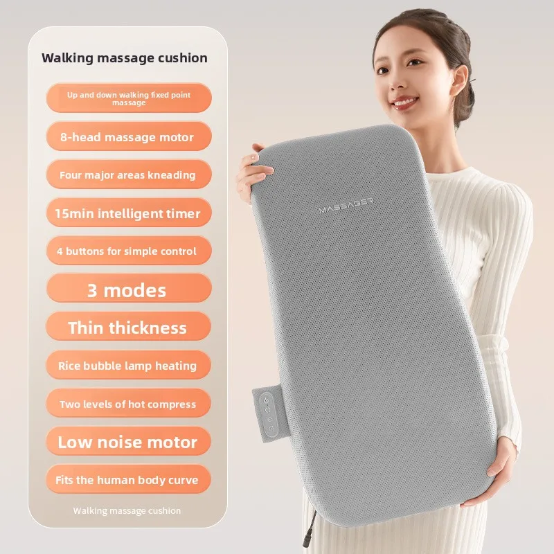Ultra Thin Long Full Back Massager Neck Shoulders Waist Dual Use Kneading Cushion Portable Travel Neck Massager Back Massager