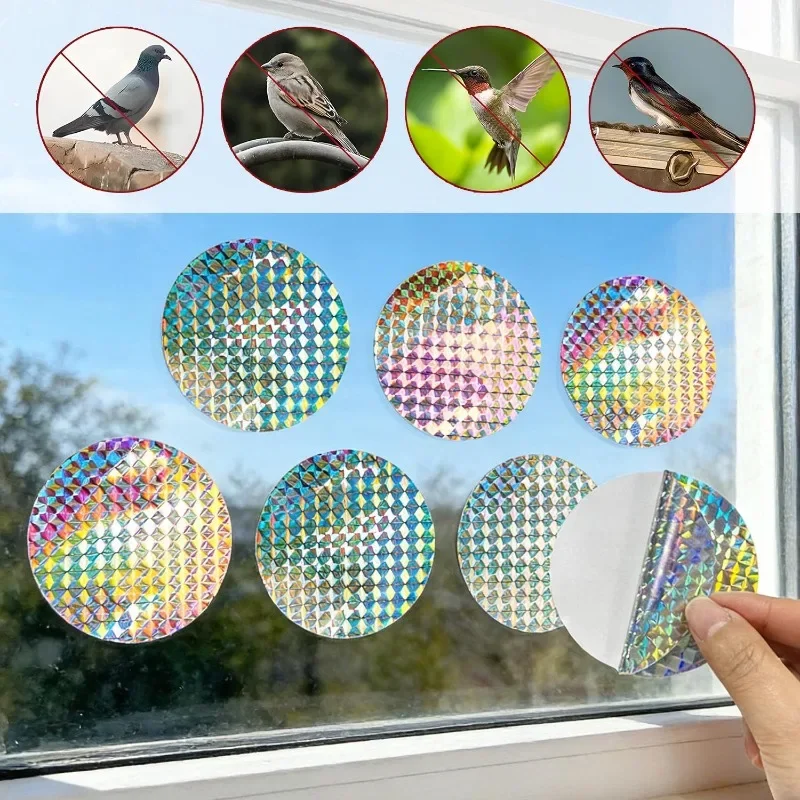 Highly Effective Laser Attached Reflective Bird Repellent Film Self Adhesive Scare Birds Garden Orchard Outdoors Round Patches