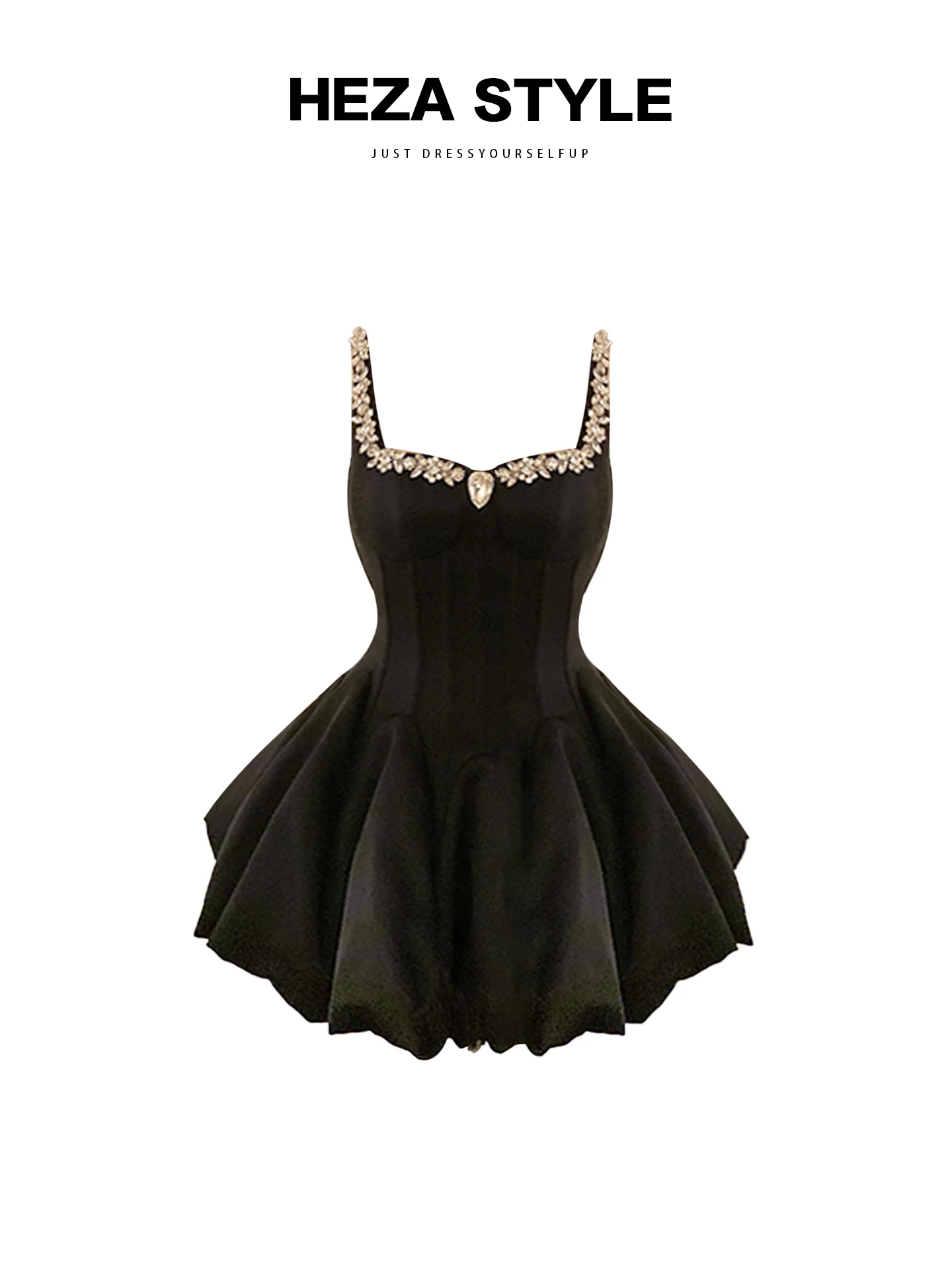 

HEZA Женское летнее бальное платье трапециевидной формы на бретельках с высокой талией на день рождения, французская юбка