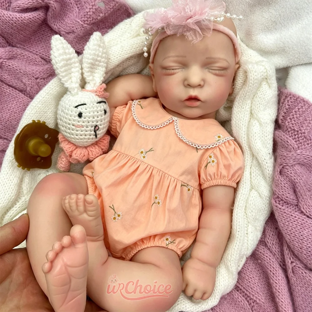 

45cm Full Soft Silicone Reborn Baby Doll 3D Skin Tone Natural Baby Proportions Weighted Rebirth Doll For Parenting Practice