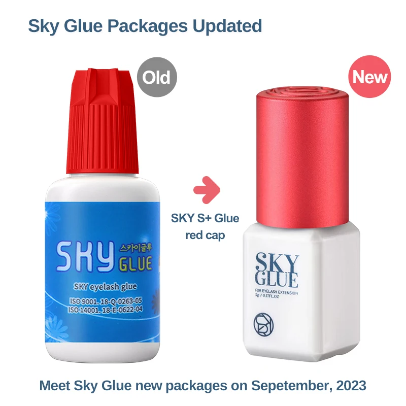 5 Bottles Original Korea Sky S+ Plus Type Glue for Eyelash Extensions Supplies 5ml Sky Red Cap Makeup Tools Sealed Bag Wholesale