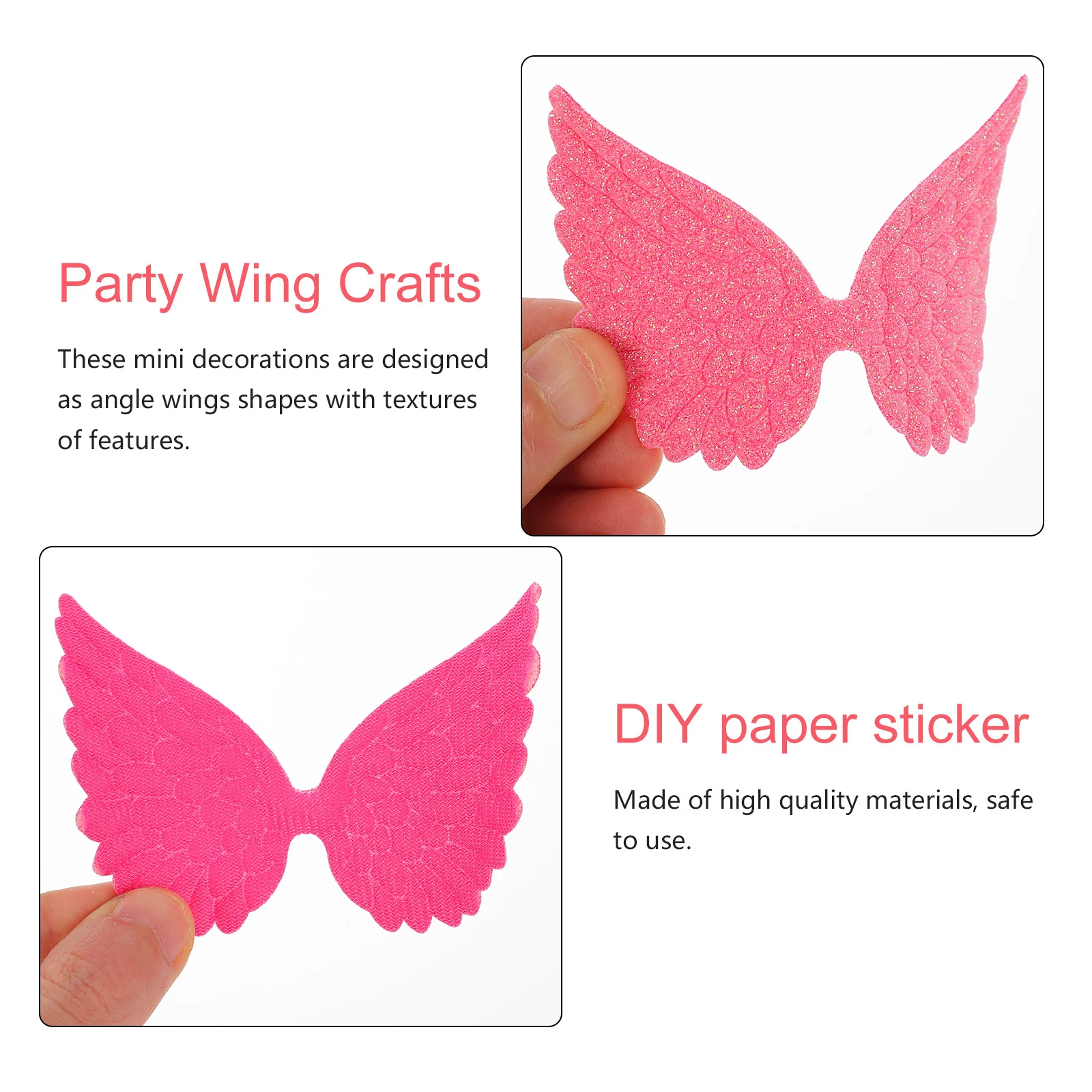 30 Pcs DIY Angel Wings Cake Decoration Manual Glitter Fabric for Crafts Child Mini Christmas Tree Ornament