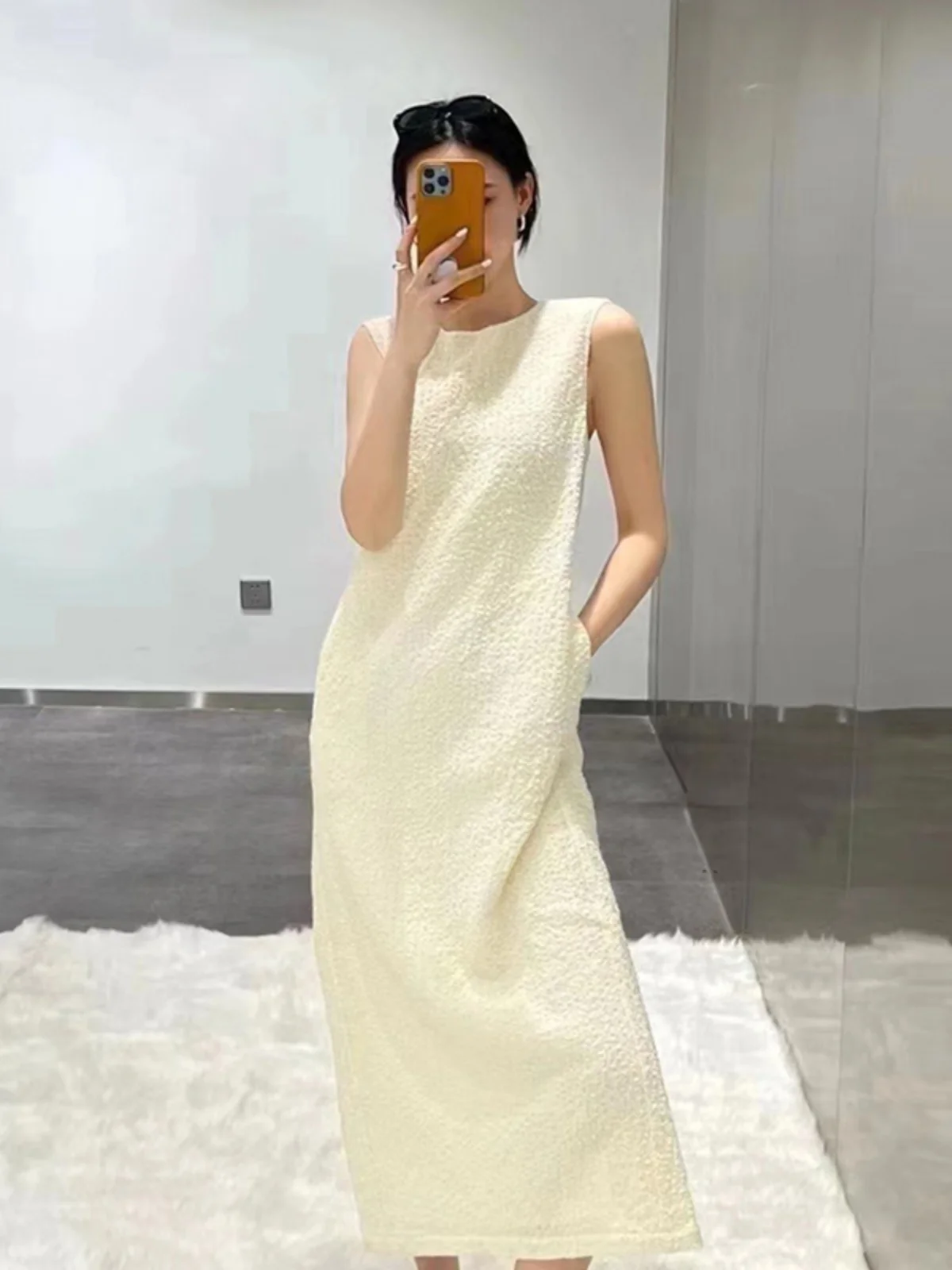 

Ele lectual round Ne Svel Ba Split Drapey Vest Long Dr Slimming Overhead Dr Commute Simple Sle