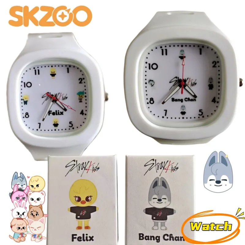 New Skzoo Stray Kids Anime Cartoon Pattern Student Electronic Watch Creative Cute Analog Silent Watch Accessories Holiday Gift