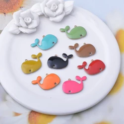 6pcs Copper Enamel Dolphin Charms Two-sided Dripping oil Connector Pendant DIY Jewelry Earring Making