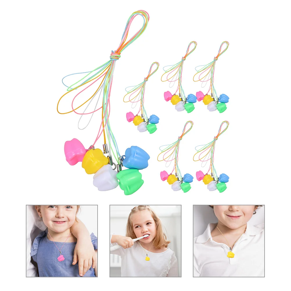 30 Pcs Baby Teeth Preservation Box Kid Tooth Holder Rack Kids Cotton Thread Necklace