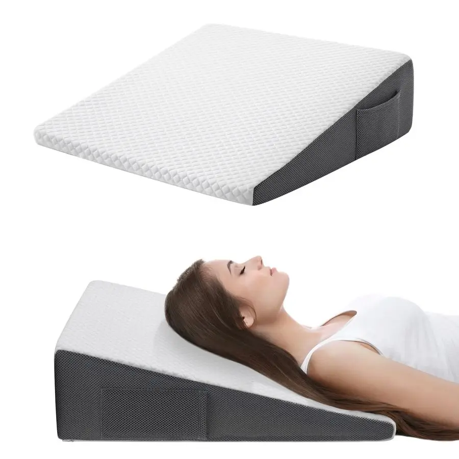 

7.5 Bed Wedge Pillow for Sleeping After Surgery, Back Support, Leg Elevation, Gerd Acid Reflux, Neck Pain, Snoring, Cooling Mem