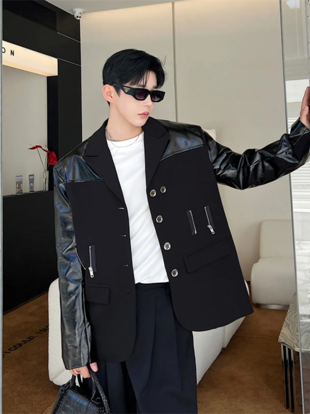 

Повседневный лоскутный мужской костюм Jaet, весенне-осенний корейский бренд Sle Faion, элитная верхняя одежда Cool And Haome