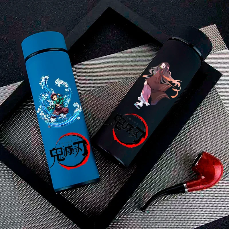 Taza de agua de acero inoxidable Demon Slayer de 500ML, botella de agua portátil de gran capacidad para exteriores, taza aislada con agua helada caliente