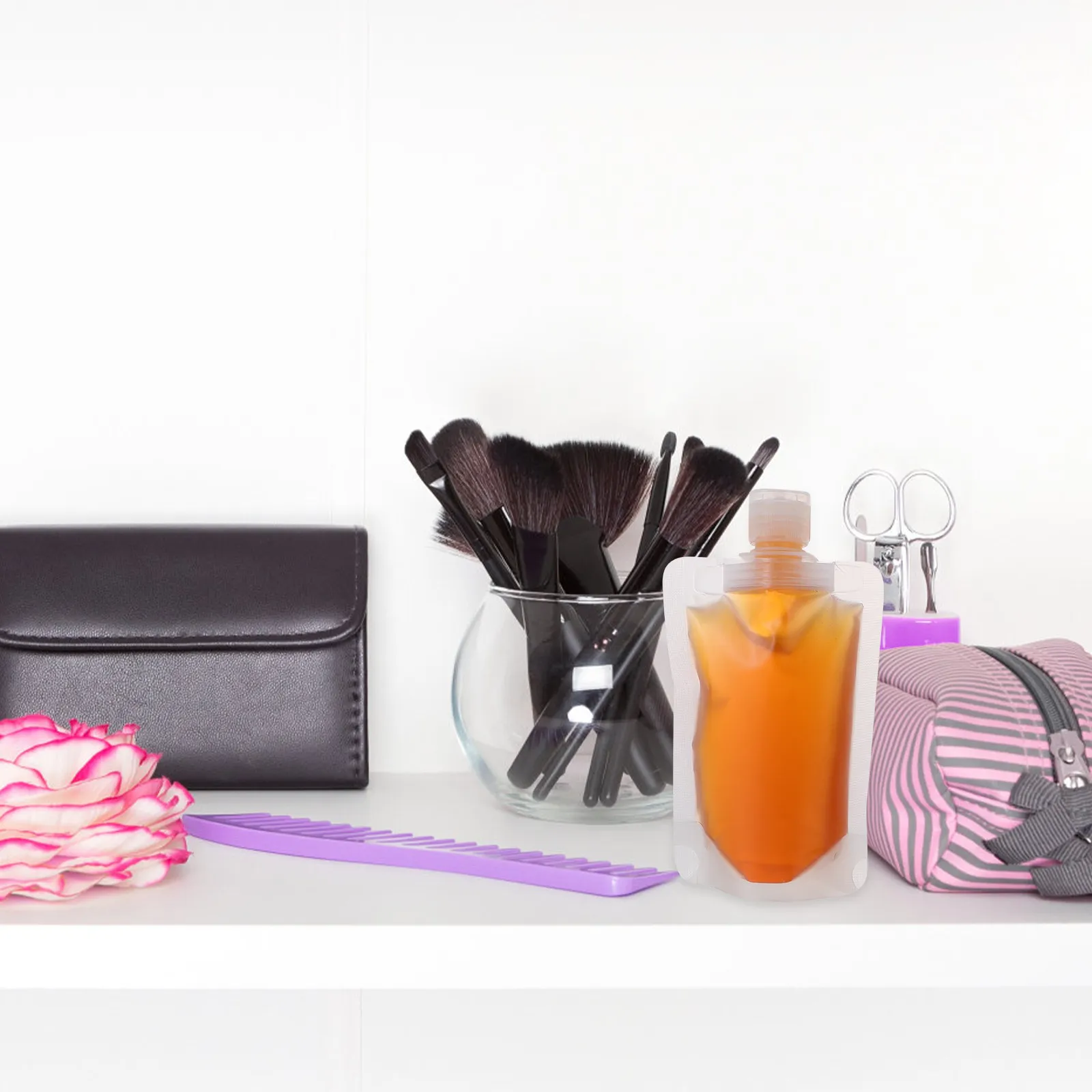 24Pcs Travel Cosmetics Storage Bag Leakproof Plastic Lotion Pouch Stand-Up Subpackage Container Portable Reusable