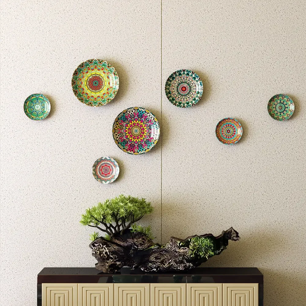 Colgante placa decorativa de cerámica para colgar en la pared, decoración Bohemia, marroquí, festiva, ZD949