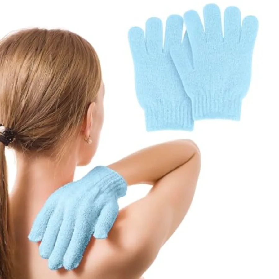 2 PCS Exfoliating Glove, Scrub Gloves Exfoliating, loofah, Body Exfoliator, Bath Gloves Blue