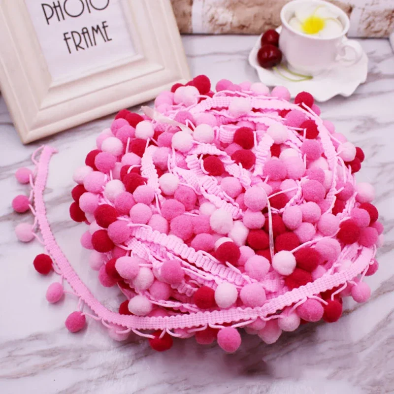 5yards Pom Pom Trim Lace Fabric Sewing Accessories Pompons Trim tassel Ball Fringes Ribbon Sewing Lace For DIY Material Apparel