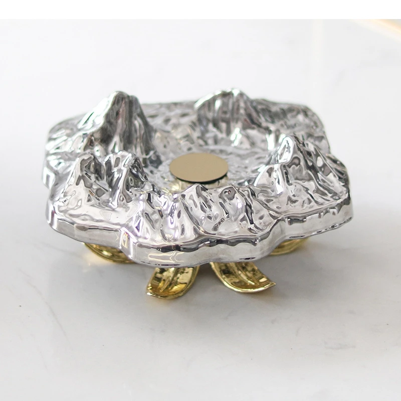 Glass Tray An Irregular High-legged Iceberg Plate Desktop Storage Container Candy Plate Ashtray Home Decoration Accessories