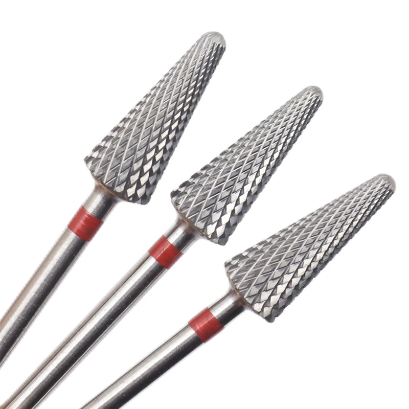 Carboneto de broca do prego da forma do cone fino 3/32 "cortador de trituração para a rebarba giratória do manicure acessórios da broca elétrica ferramenta