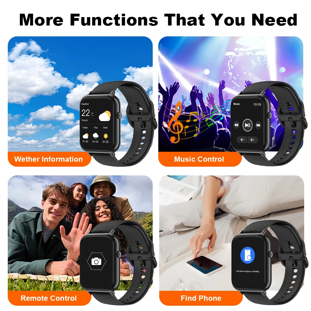 ساعة ذكية عصرية للنساء والرجال بلوتوث مكالمة DIY Watchface Whatsapp إشعار توقعات الطقس جهاز تعقب للياقة البدنية للموسيقى عن بعد