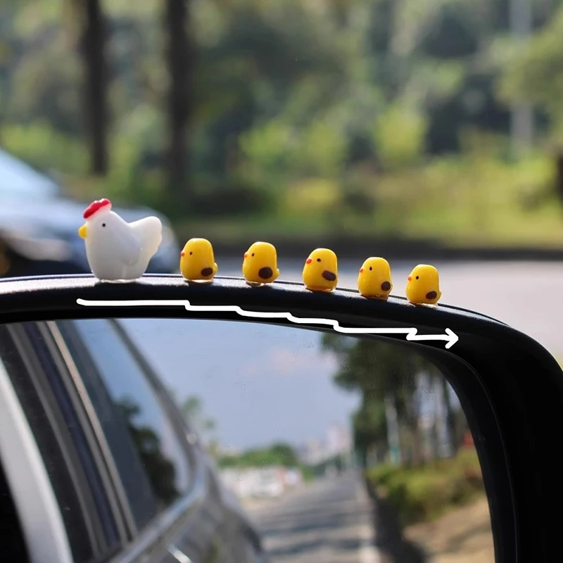 

1 Set Cute Mini Chicken Car Interior Decoration Hens And Chicks Auto Rearview Mirror Dashboard Ornaments For Car Accessories