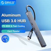 ORICO Aluminum Type C USB 3.0 HUB 4 Port Multi Splitter PD60W TF SD Reader OTG for Lenovo HUAWE Macbook PC Computer Accessories