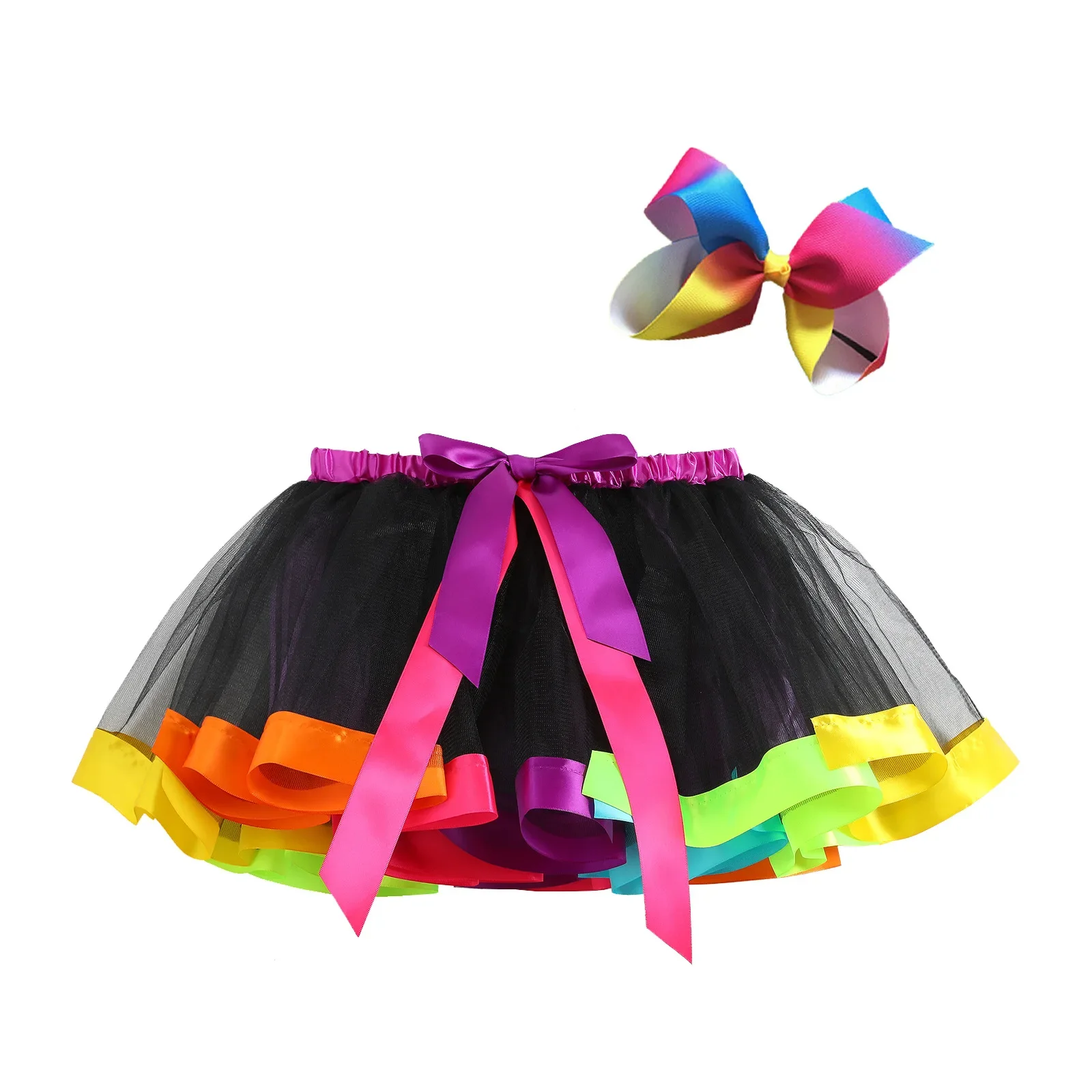 Baby Girls Christmas Skirt Tutu Rainbow Party Girls Skirt Children\'s Princess Mini Skirt With Headband New Year Red Kids Skirts