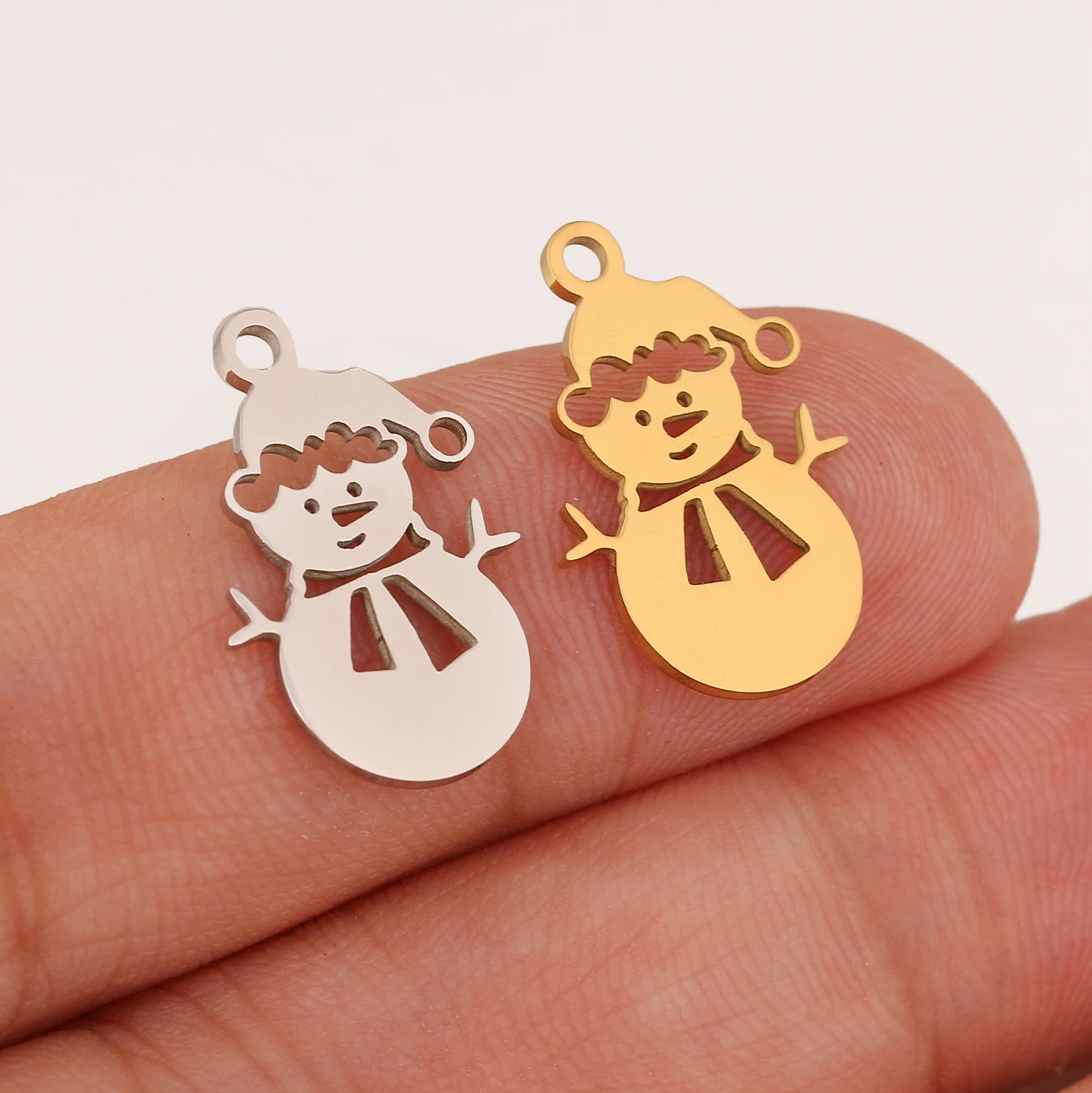 5 Stück Weihnachtsbaum/Süßigkeit Zuckerrohr/Schneemann/Weihnachtsmann Charm Edelstahl Stiefel Weihnachten Anhänger DIY Halskette Armband Schmuckherstellung – Detail 10
